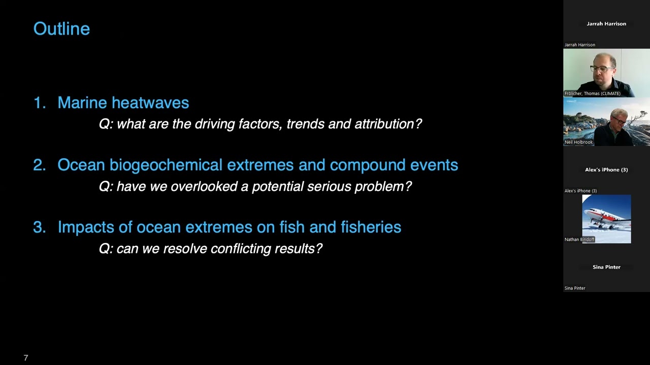 Marine heatwaves and compound events - CLEX Seminar Series 2024 Prof Thomas Froelicher Part 1