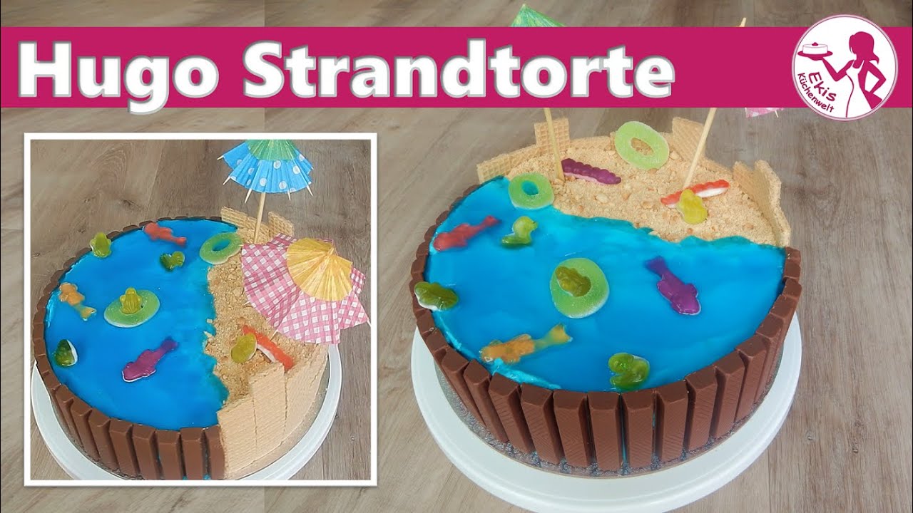 Sommertorte mit Limette, Sekt und Holunder | Frische Geburtstagstorte | Leichte Motivtorte Strand