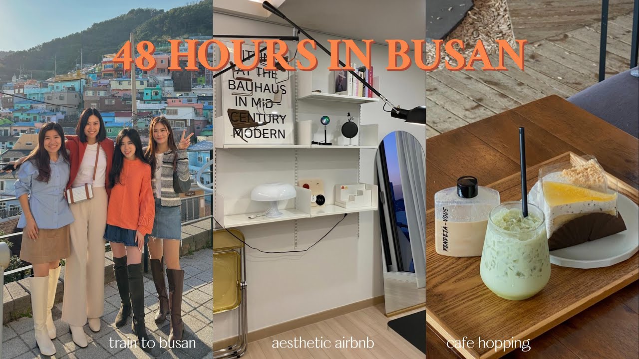 48 HOURS IN BUSAN | travel vlog, cafe hopping with friends, trying local street food, haeundae beach