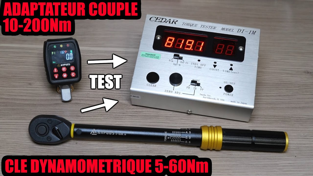 je teste un adaptateur de couple numérique et une clé dynamométrique AMAZON ANPUDS sur mon testeur