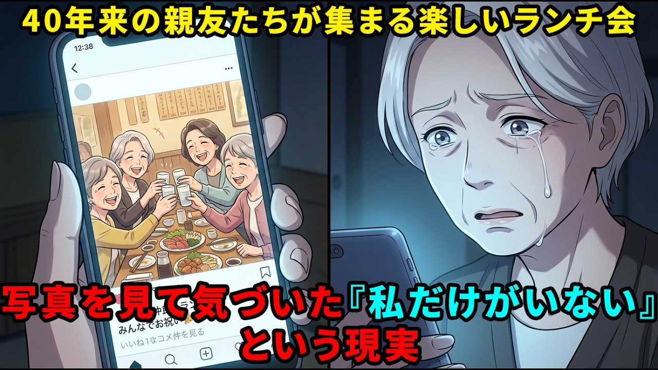 【孤独】40年の友情はこうして終わった…。SNSで見つけた「私だけいないランチ会」の写真に涙が止まらない【シニア朗読】