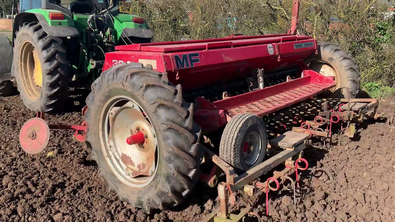Drilling Spring Barley in a John Deere 6310 with a Massey 30 Drill