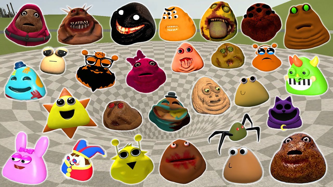 DESTROY ALL ROBLOX 3D POU BOU'S REVENGE FAMILY in BIG FUNNEL Garry's Mod