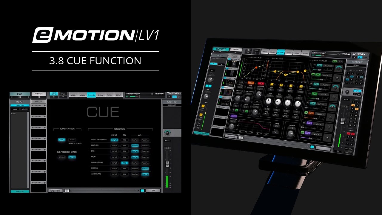 eMotion LV1 Tutorial 3.8: Channel Window &ndash; Cue