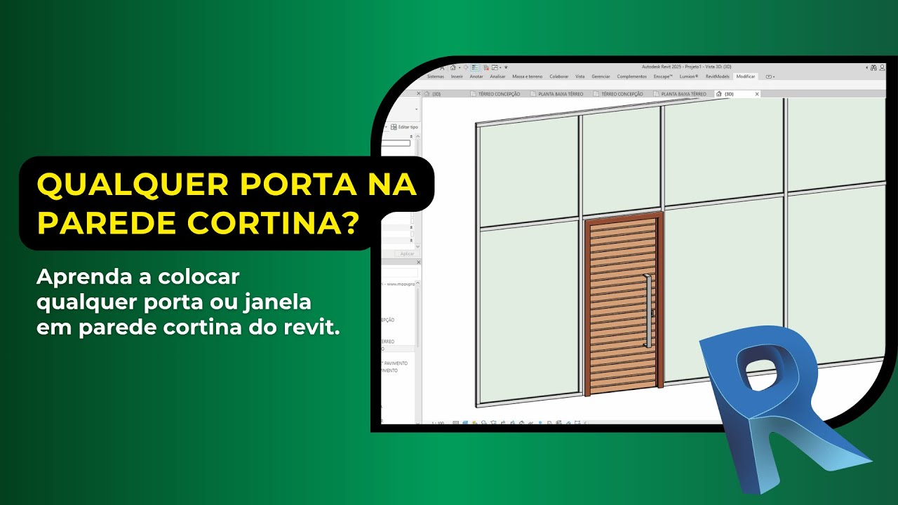 Como Inserir QUALQUER Porta em Parede Cortina no Revit (sem gambiarra!)