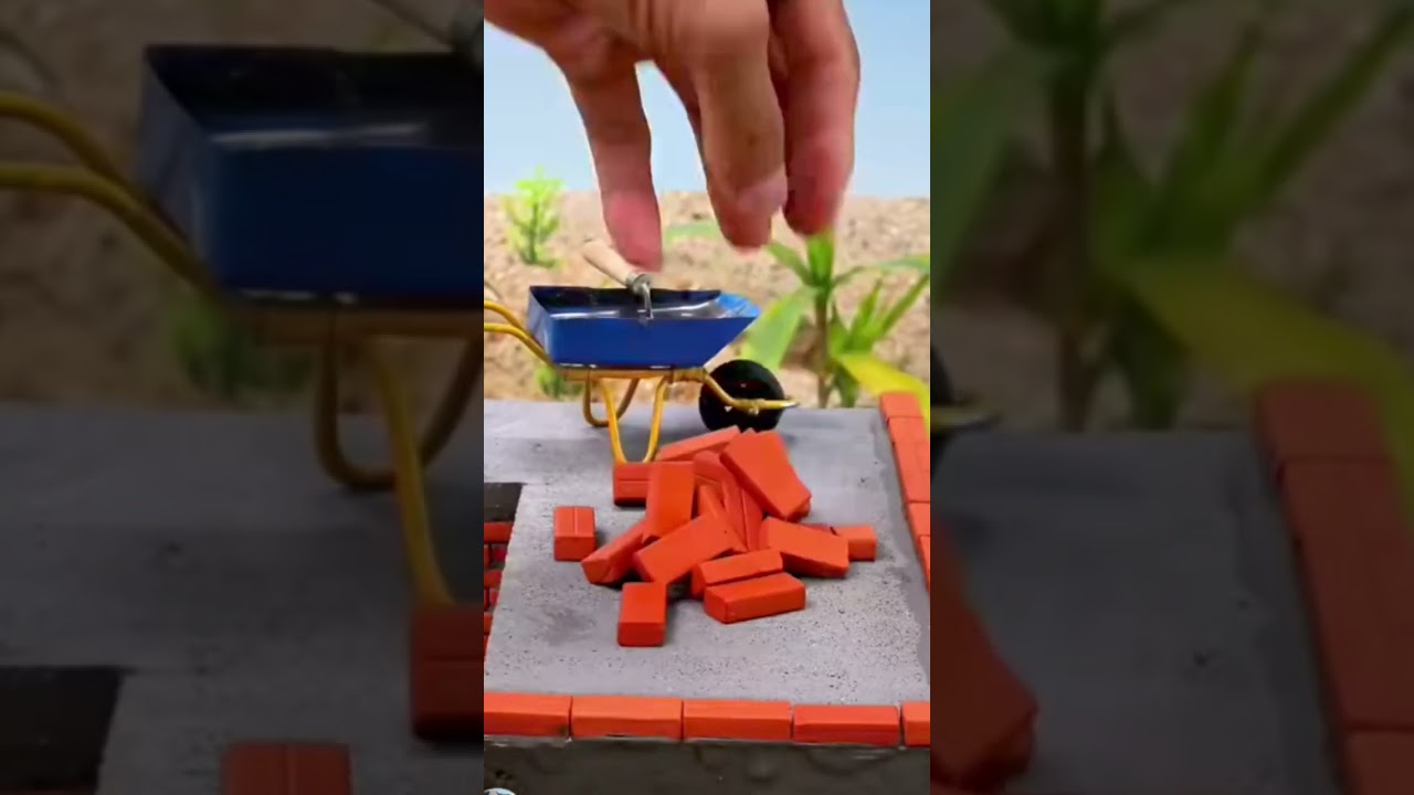Building my dream two story house with miniature brick's and cement mixer 