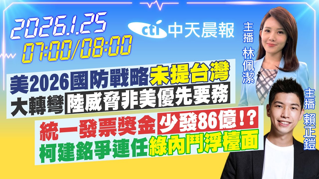 【1/25即時新聞】美2026國防戰略未提台灣 大轉彎