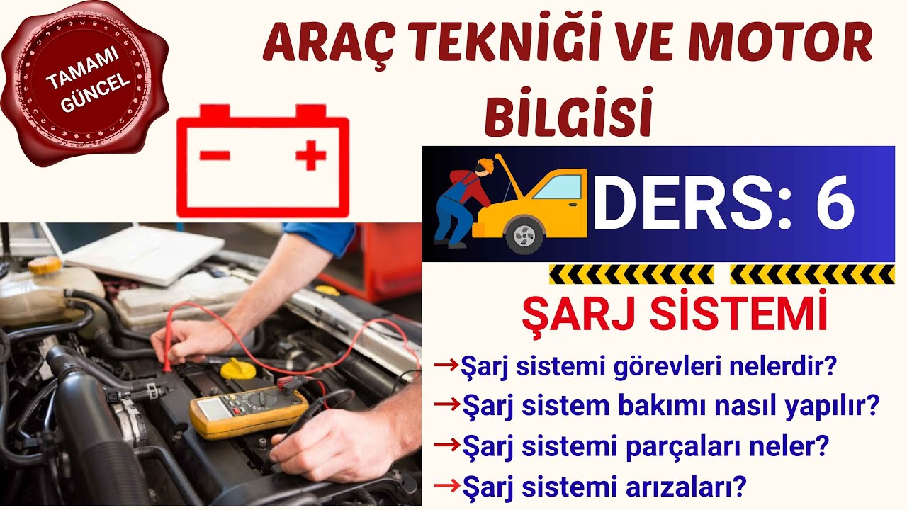 Araç Tekniği ve Motor Dersi 6: Şarj Sistemi ve Parçaları Nelerdir? | Ehliyet Sınavı Çıkmış Sorular