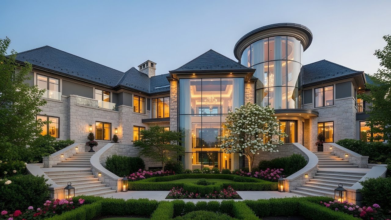 Inside a Breathtaking Glass Tower Mansion | Ultimate Modern Luxury & Serene Garden Living