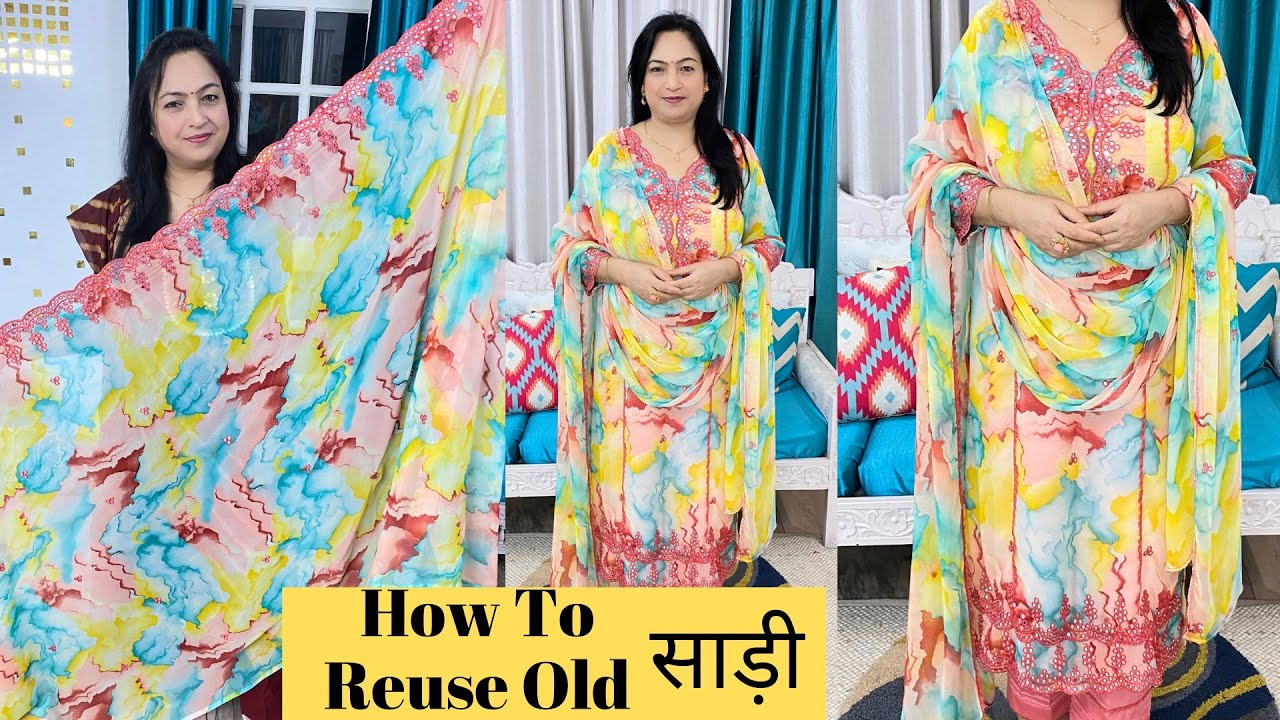 How to Reuse Old Sarees|Designer kurti cutting and stitching|Pannel kurti|Saree Reuse Idea|Diys|Ashi