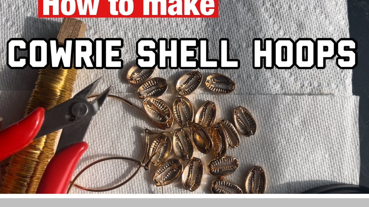 DIY Cowrie Shell Hoop Earrings #diyjewelry #cowrieshell