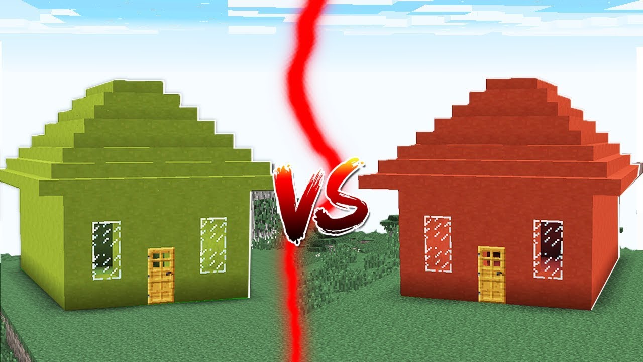 GREEN HOUSE VS RED HOUSE IN MINECRAFT!!