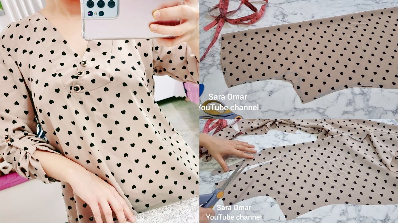تفصيل و خياطة قميص/ how to cut and sew a shert / size XL