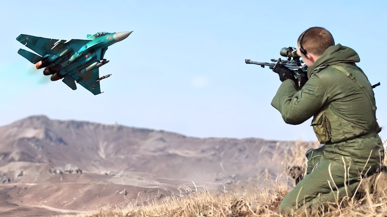 Снайпер vs истребителей! Украинский снайпер попал в корейский истребитель SU-34 прямым выстрелом