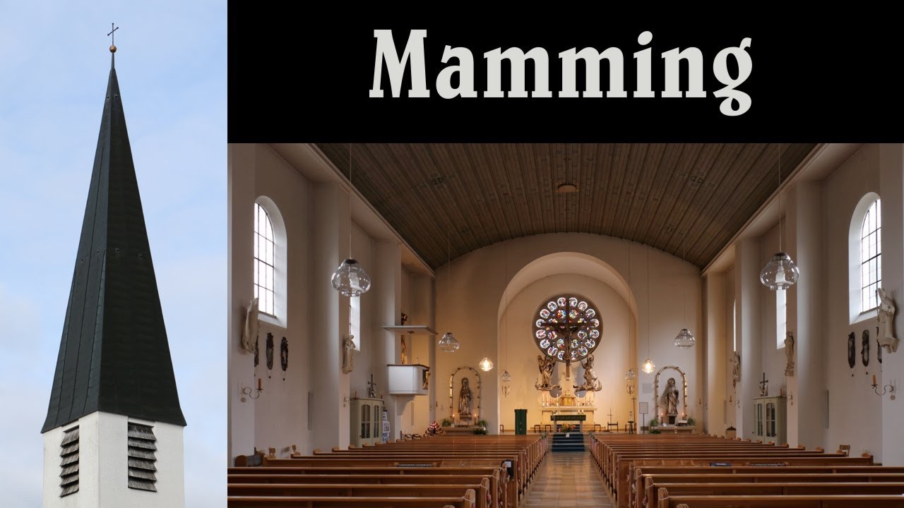 MAMMING (DGF), Pfarrkirche St. Margareta - Große Eisenhartgussglocke und Vollgeläut (Turmaufnahme)