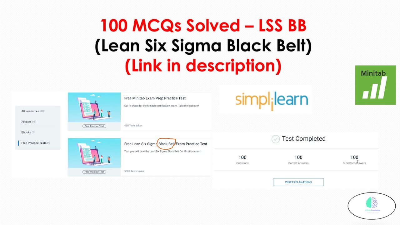 How to pass Lean Six Sigma Black Belt Exam | 100 MCQs Solved from Simplilearn | Link in description