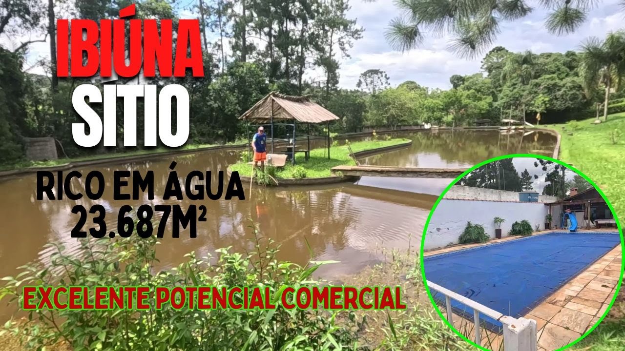 💖🌿 C&oacute;d. 3074- Ibi&uacute;na S&iacute;tio! S&atilde;o 23.687 m&sup2;. Lazer completor! Amplo Lago piscoso e piscina azulejada!