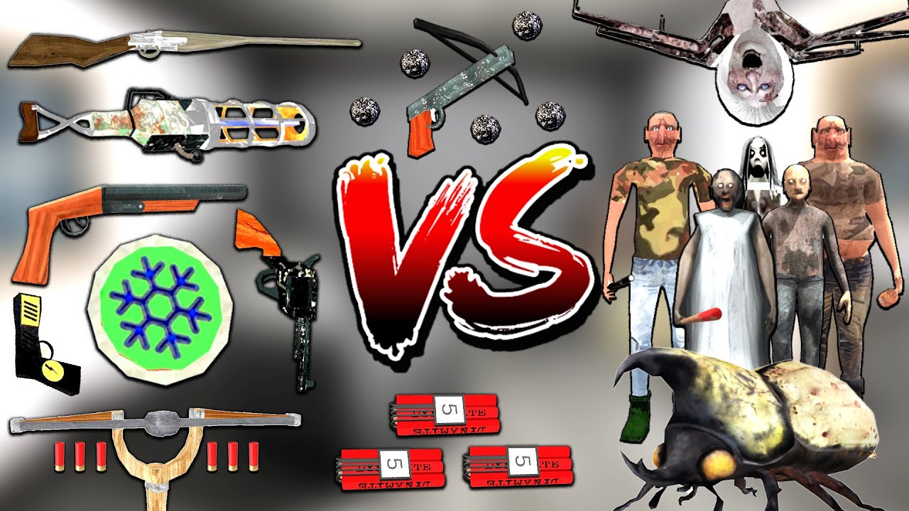 The Twins Family With Granny Family Vs All New Weapons
