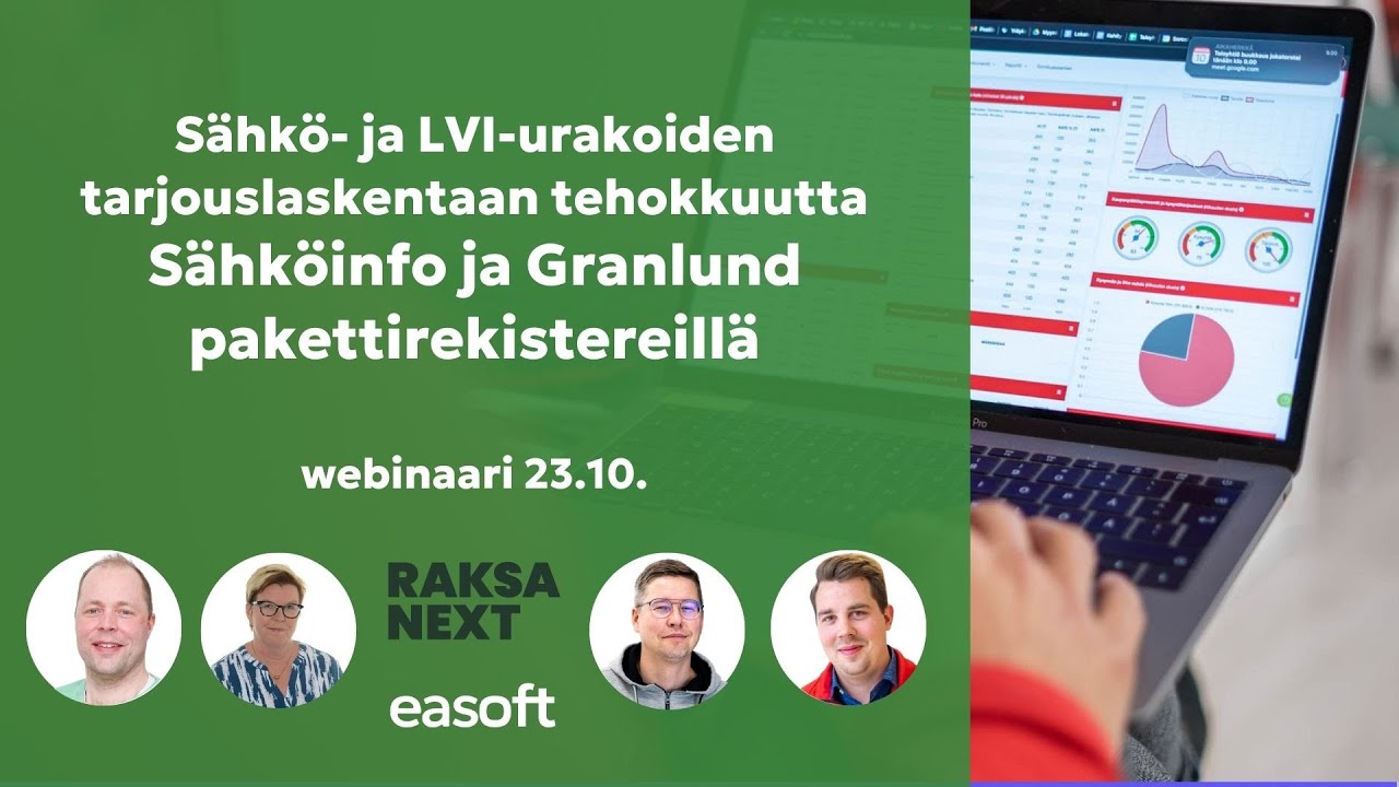 Sähkö- ja LVI-urakoiden tarjouslaskenta tehokkaammaksi Granlundin ja Sähköinfon pakettirekistereillä