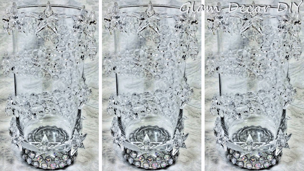 Dollar Tree DIY Glam Crystal Hurricane Glam Home Décor Ideas 2020