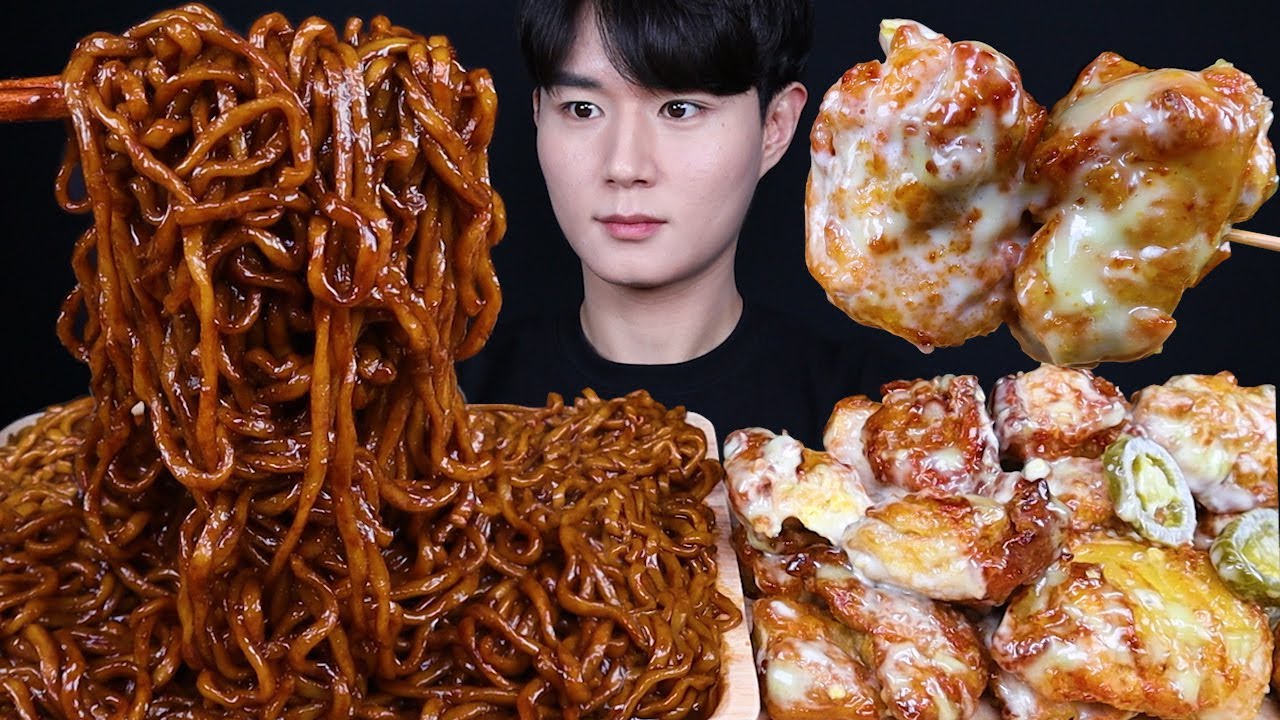 고추마요치킨 짜파게티 치킨 먹방ASMR MUKBANG BLACK BEAN NOODLES & SPICY FRIED CHICKEN チキン チャジャンラーメン eating sounds