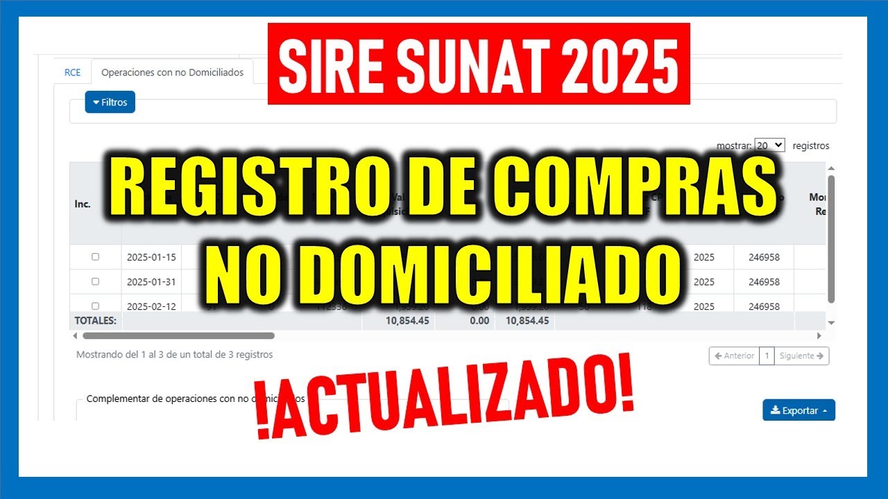 REGISTRO DE COMPRAS NO DOMICILIADO SIRE SUNAT 2025