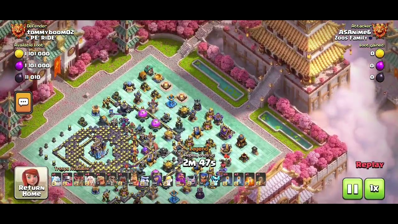 COC. TH18 3 stars attacks. Throwers with totems. Not maxed heroes.