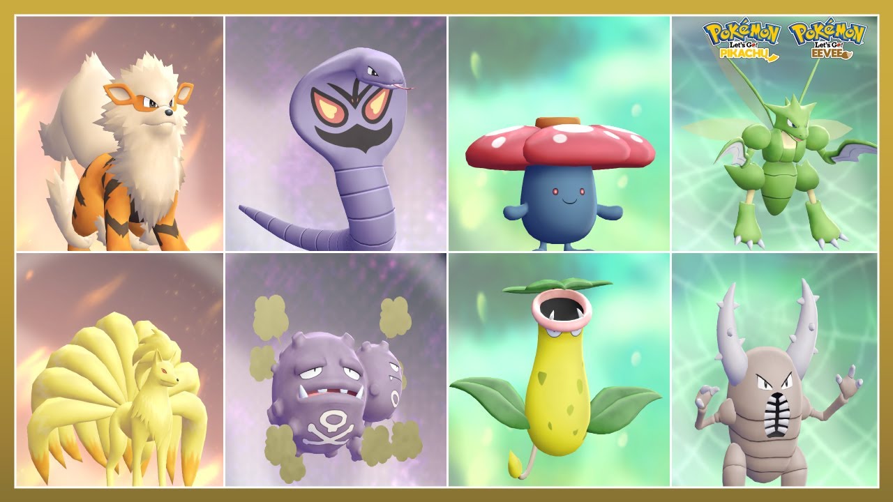 Pokémon Let's Go Pikachu! & Let's Go Eevee! All Pokemon Exclusives