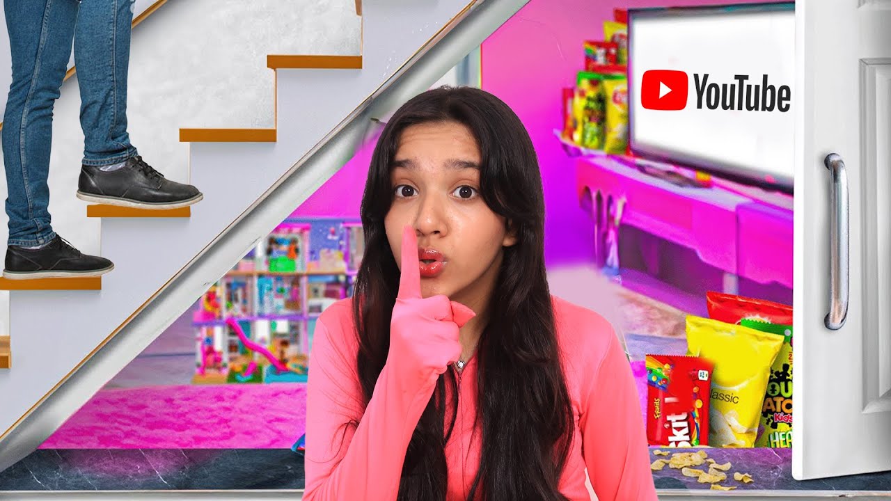 تخبيت في مكان سري من مربية شريرة! hide from evil nanny