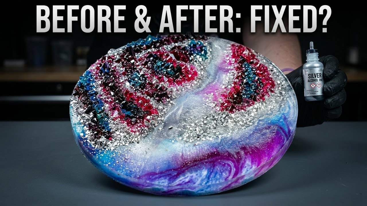 Softening a Resin Geode with Silver Alcohol Ink | Fixing an Overworked Layer (Part 4)