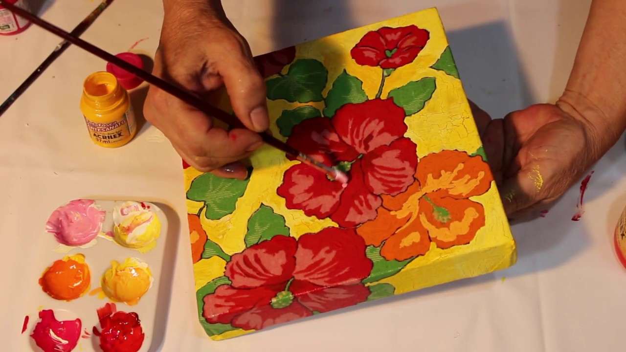COMO FAZER PINTURA EM TELA COM TECIDO - DIY PAINTING ON SCREEN AND FABRIC- PINTURA EN TELA Y TEJIDO
