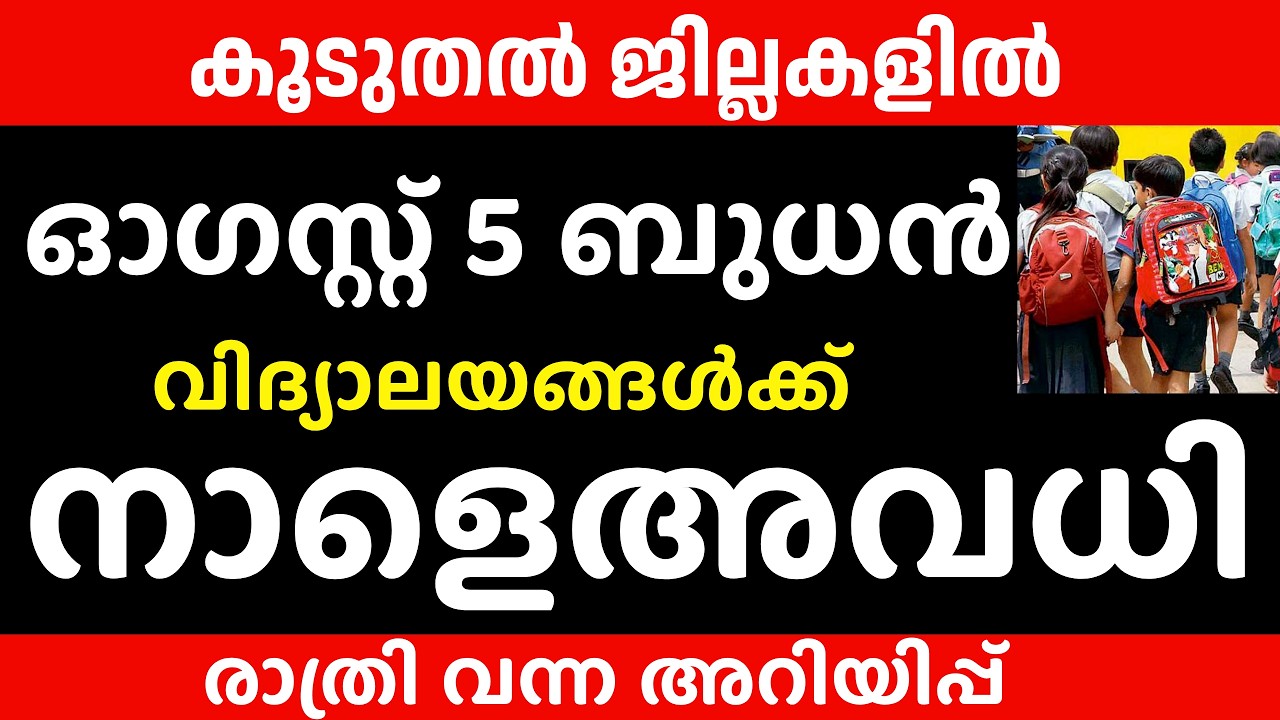 Heavy Rain: Holiday Declared in These Districts on Wednesday, August 5 | Rain Alert | Kerala Scho...