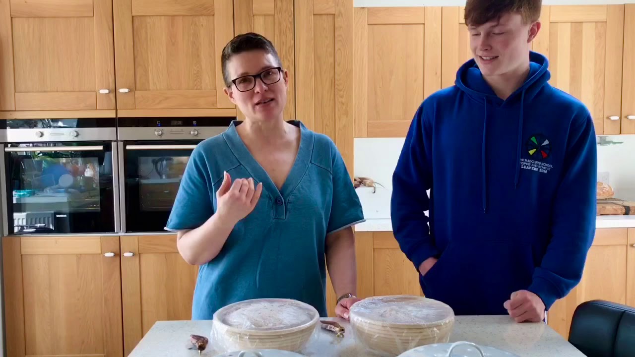 Scoring and baking our doughs, in the kitchen with my son...