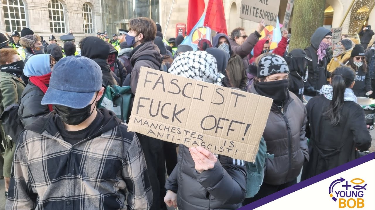 Crazy Antifa Clash With Police at Manchester Protest ft Young Bob 