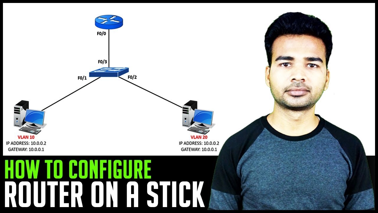 How to configure Router on a stick (Inter VLAN Routing) | (VLAN PART 5) | CCNA 2018
