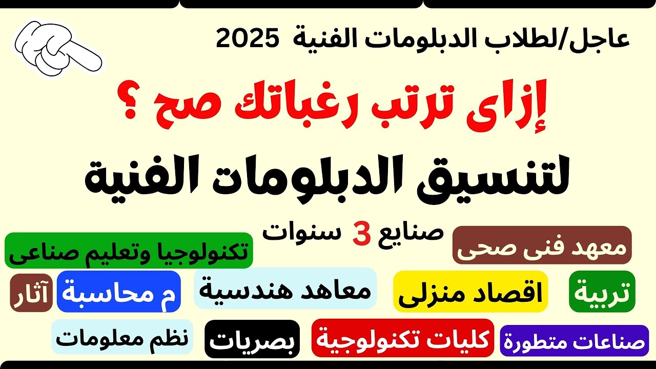 إزاى ترتب رغبات بطريقة احترافية لطلبة الدبلومات الفنية صنايع 3 سنوات