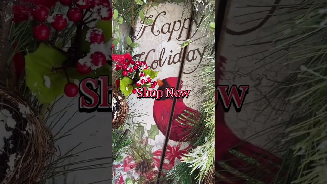 Rustic Cardinal Rectangle Wreath | Handmade Holiday Door D&eacute;cor
