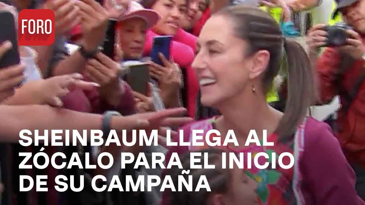 Llega Claudia Sheinbaum al Zócalo para hacer oficial su arranque de campaña - Las Noticias