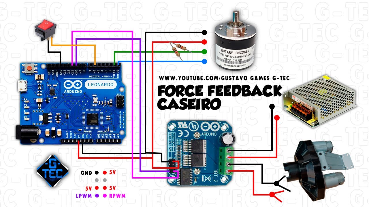 ⚡COMO FAZER VOLANTE CASEIRO com FORCE FEEDBACK - ELÉTRICA [PARTE 2/3]