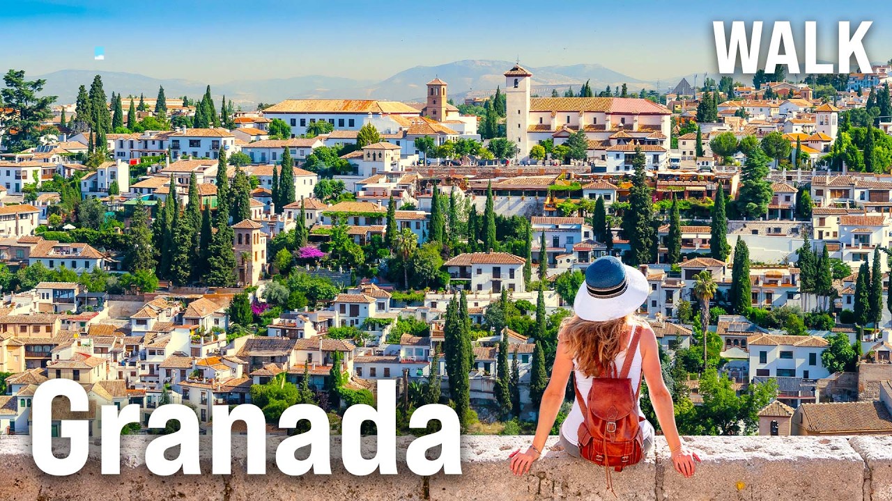 GRANADA Walking Tour Part I 🇪🇸 Spain Immersive Walk for Big TVs with Captions [4K/60fps]