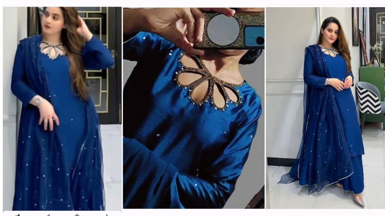 Recreate Aiman khan inspired dress cutting & stitching/easy handwork dress design #designerdress