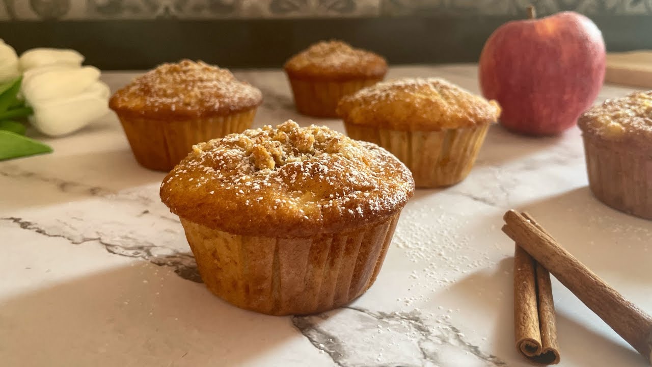 MUFFINS de MANZANA y CANELA😋 ¡Fáciles y rápidos! MAGDALENAS de MANZANA🍎