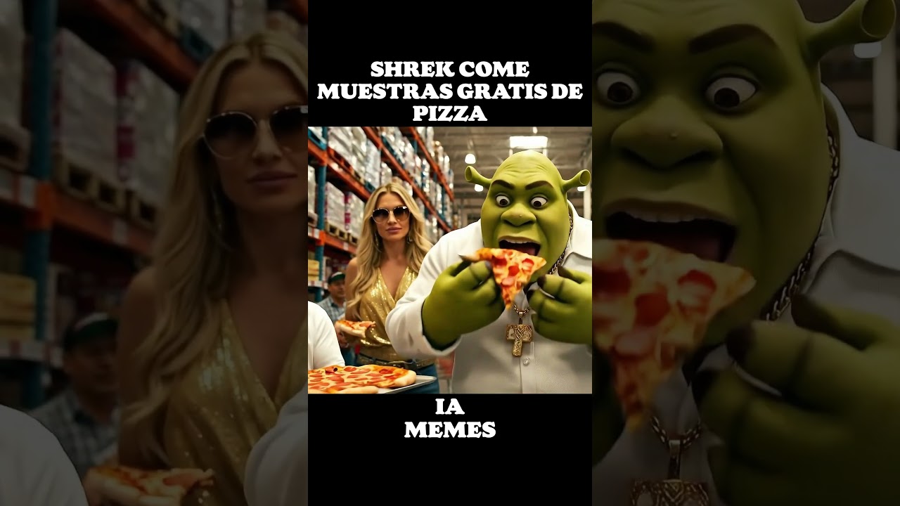 SHREK COME MUESTRAS GRATIS DE PIZZA