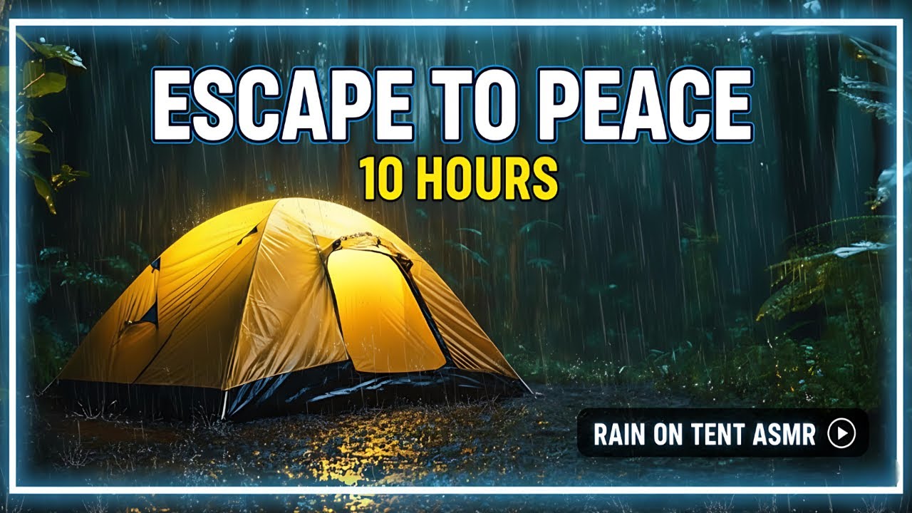 10 HOURS: Rain on Tent ASMR for Deep Sleep | Heavy Rain & Thunder in the Forest for Relaxation