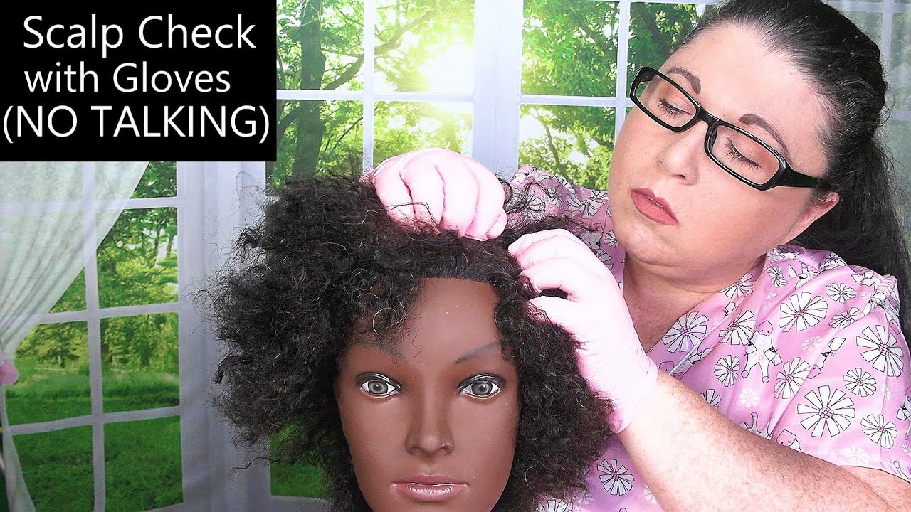 ASMR Scalp Check with Gloves (NO TALKING) (Afro/Kinky Hair, Scalp Treatment) Medical Roleplay