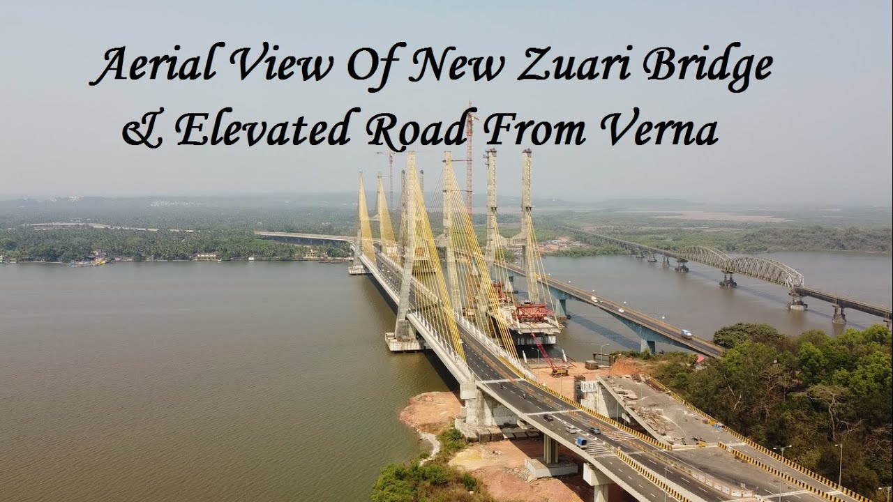 AERIAL VIEW OF NEW ZUARI BRIDGE II  MANOHAR SETU II  CABLE STAY BRIDGE II