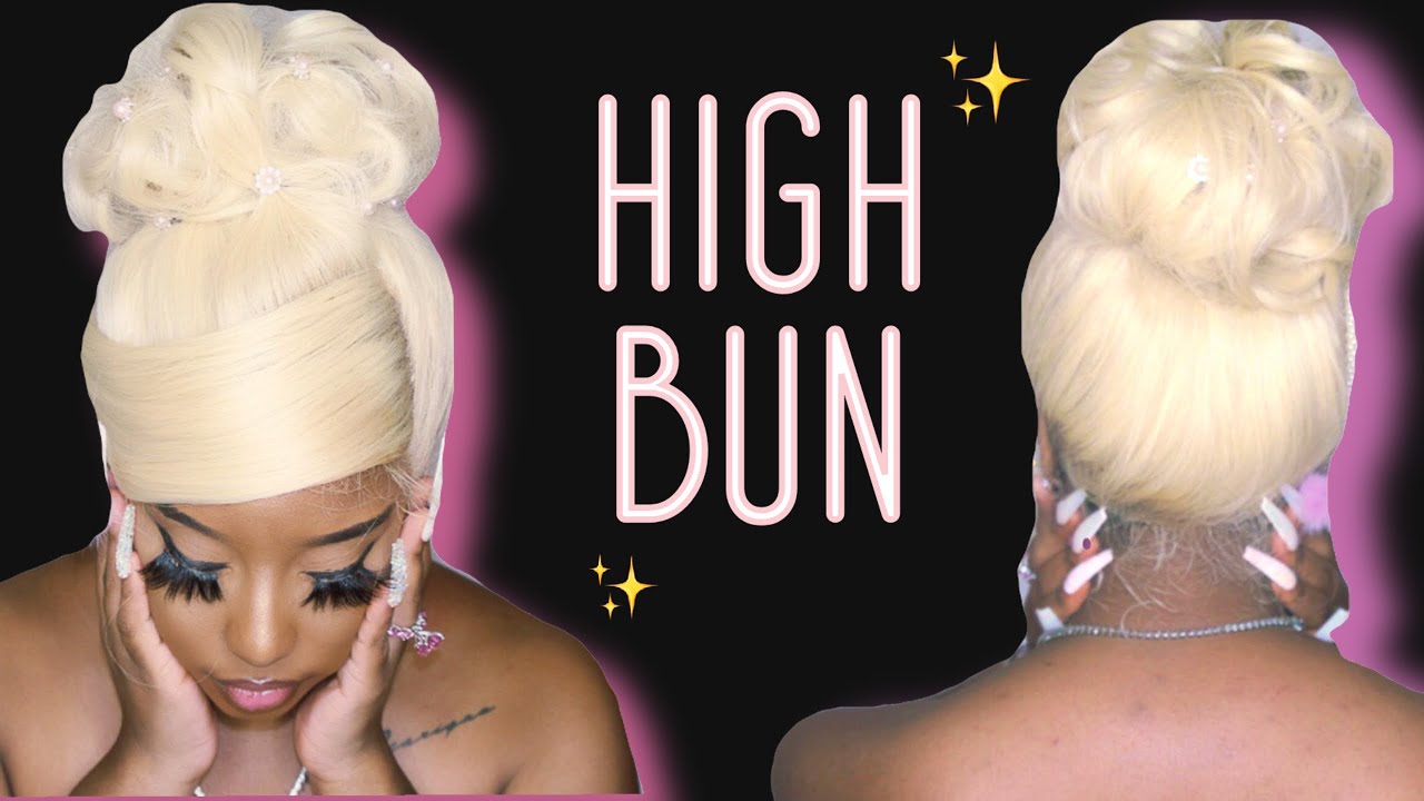 STYLING A “360” SYNTHETIC LACE WIG!!? 😱- SENSATIONNEL AKEELAH HIGH BUN (2021) #blonde #613 #wigs