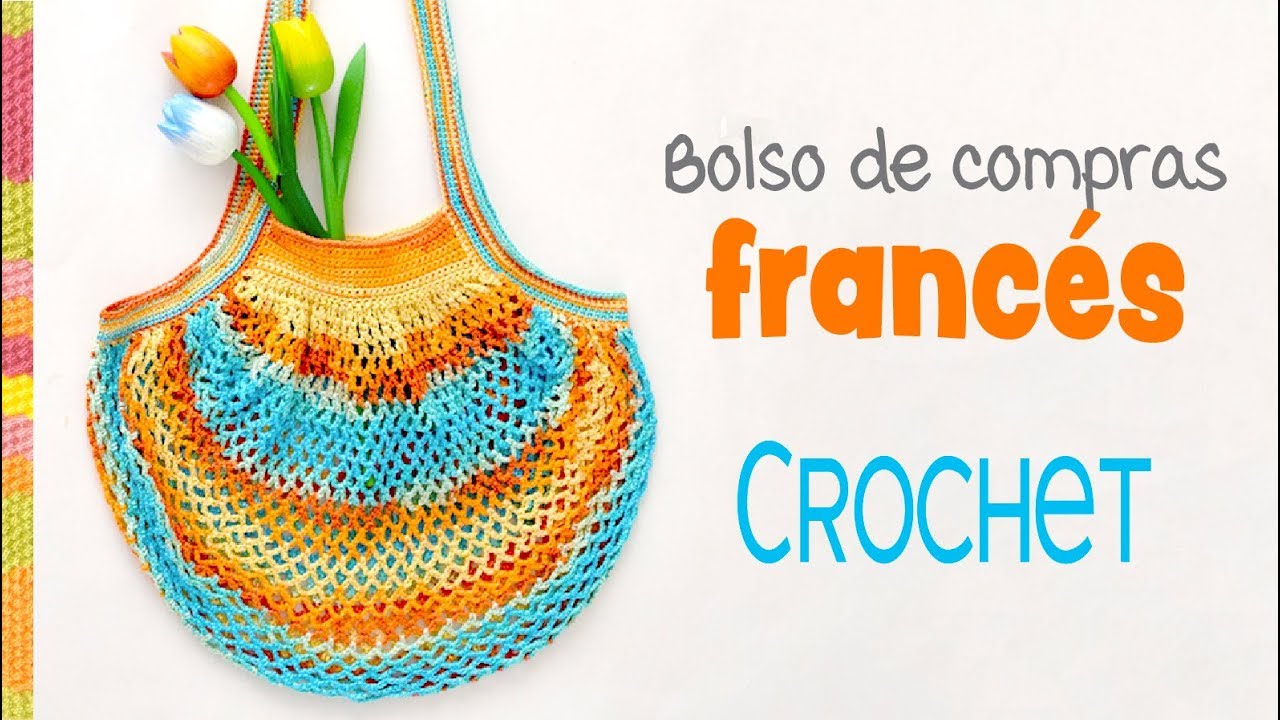 Bolso de compras FRANCÉS tejido a crochet / Tejiendo Perú