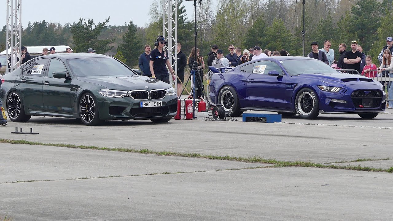 Ford Mustang GT 5.0 Supercharged vs BMW M5 F90 4.4 xDrive 1/4 mile drag race