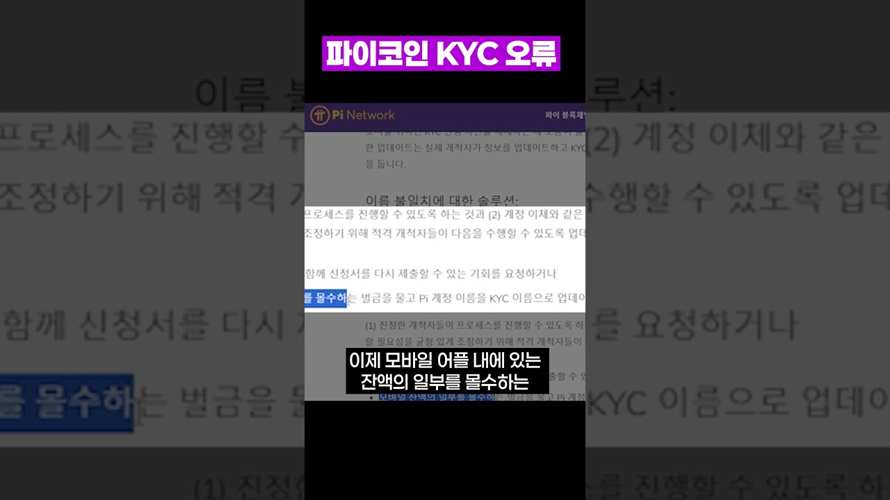 파이코인 KYC 오류...그리고 거부